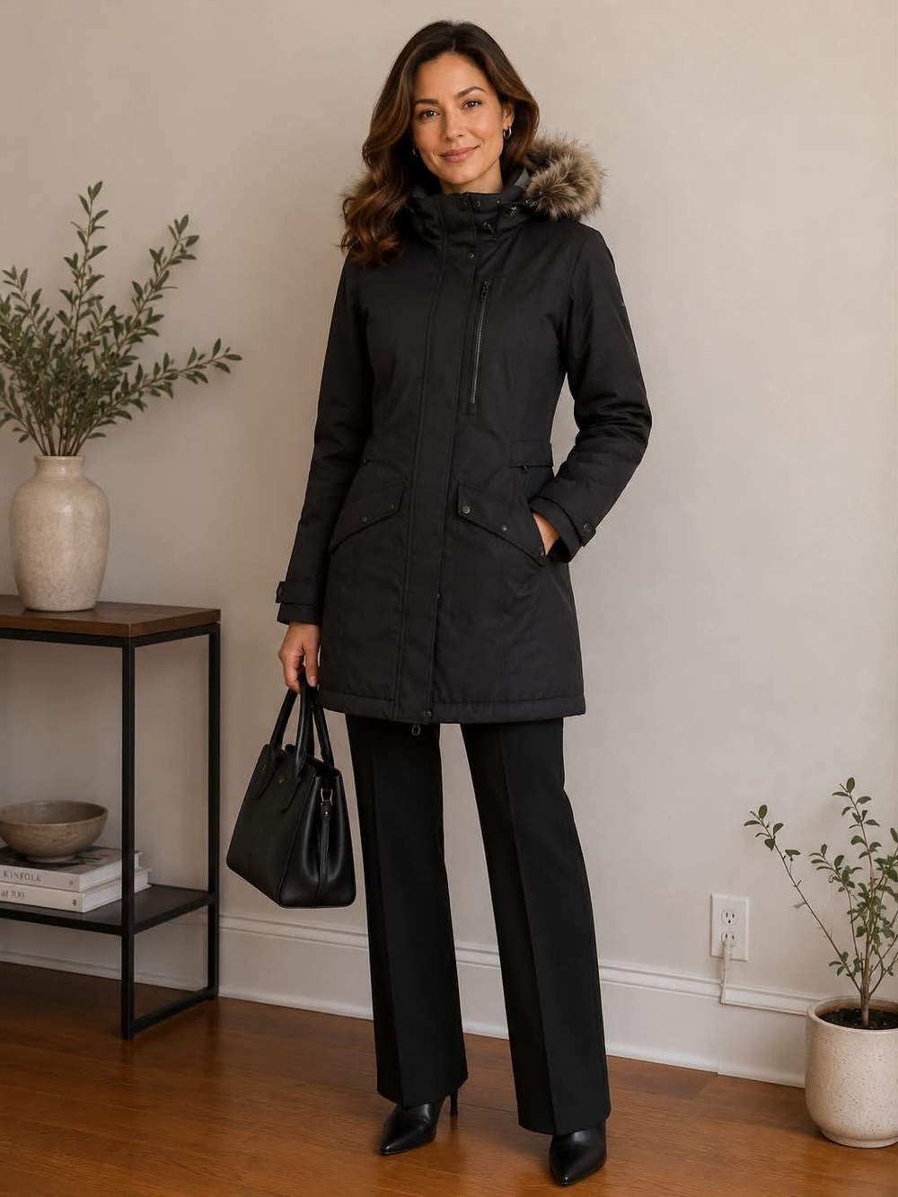 Columbia Hooded Puffer Coat with Faux Fur Trim